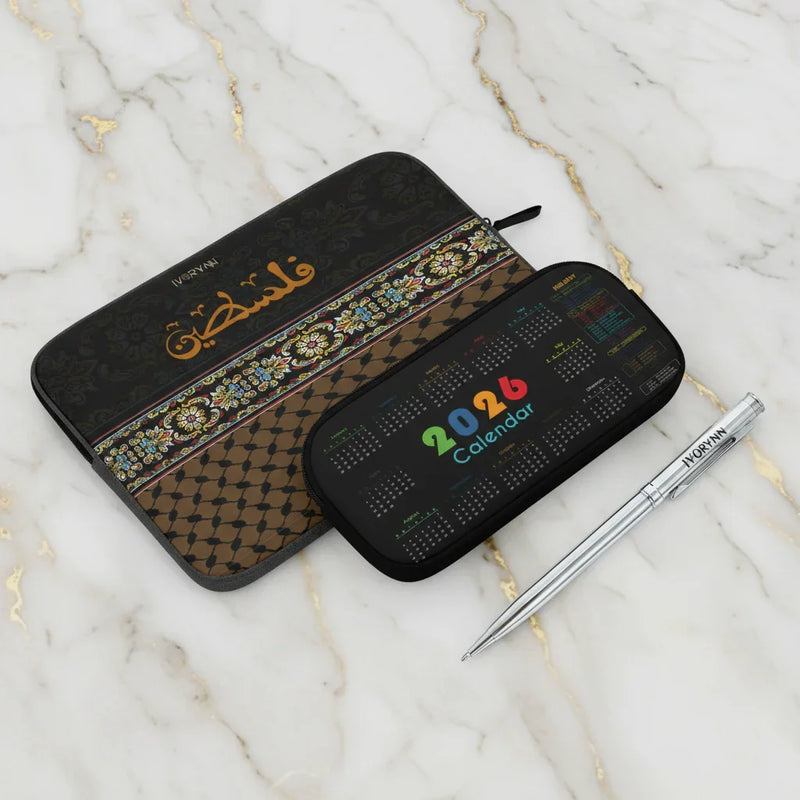 Front view of luxury tablet sleeve gift set