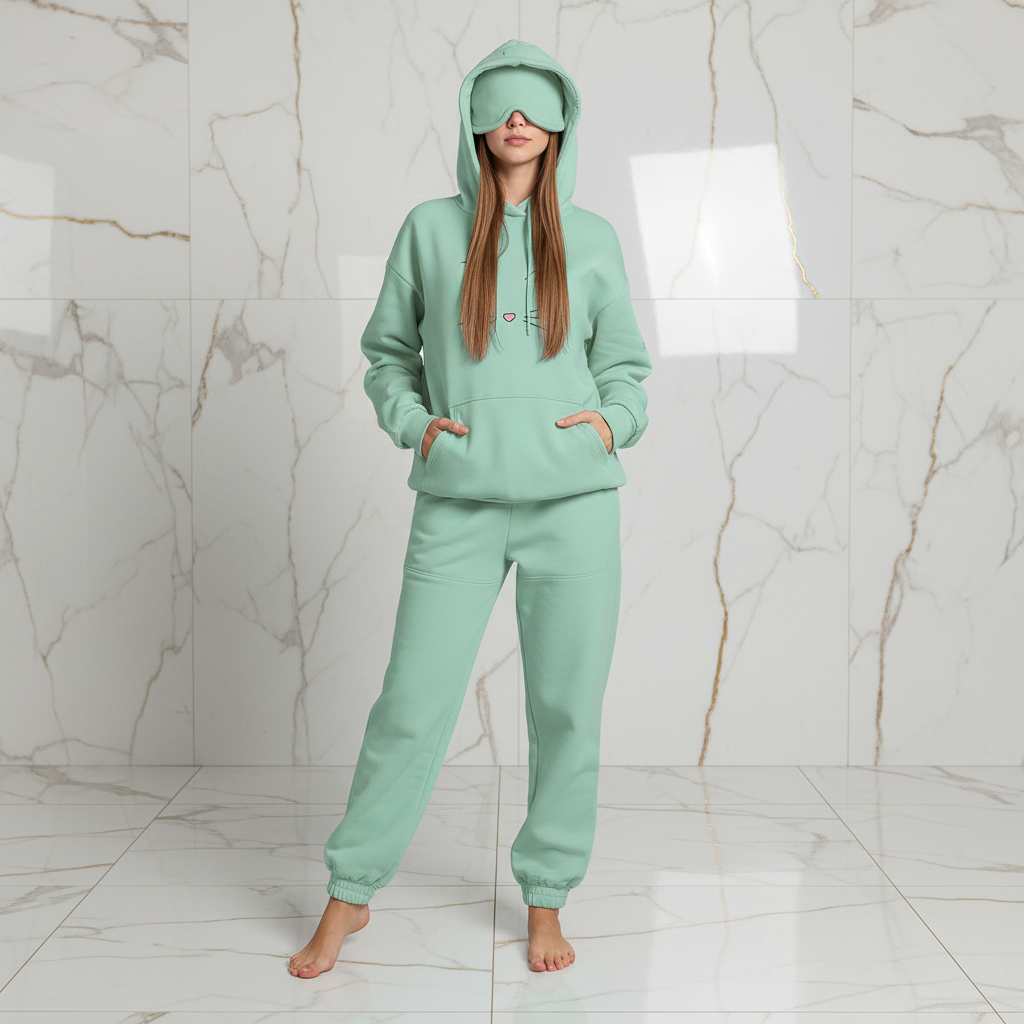 Front view of mint hoodie