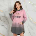 Front view of pink flannel hoodie