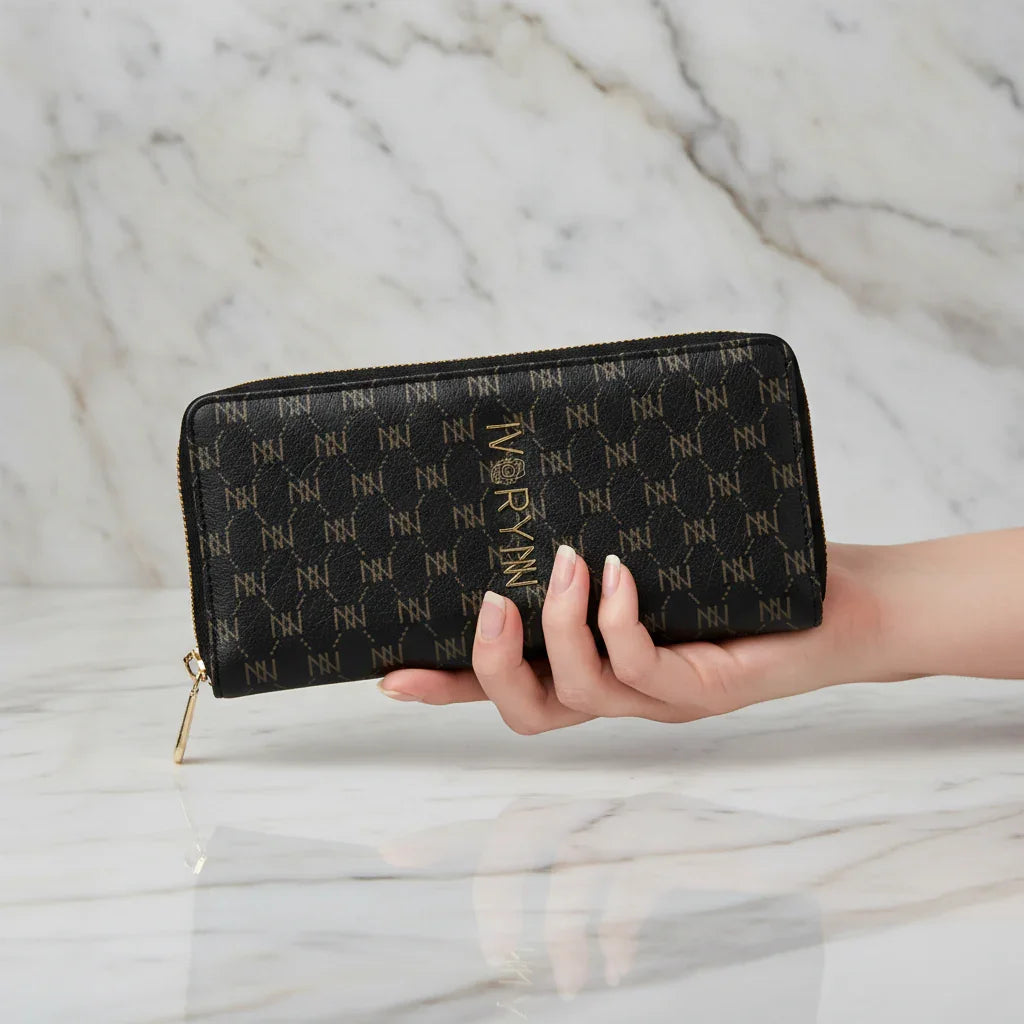 Front view of wallet being held