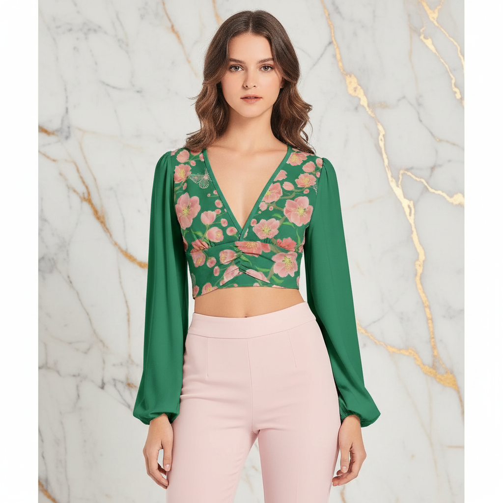 Front view styled with light pink pants