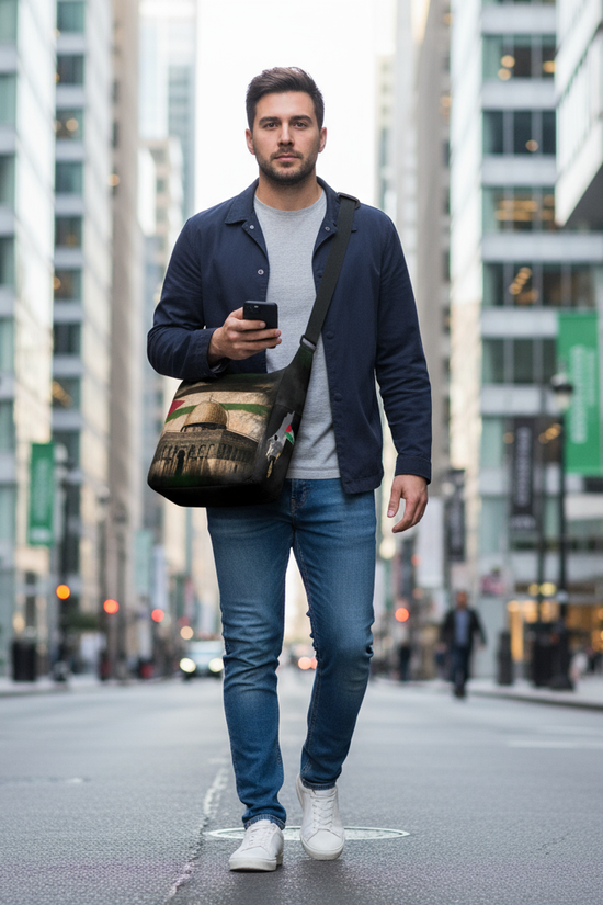 Front view - walking in business district