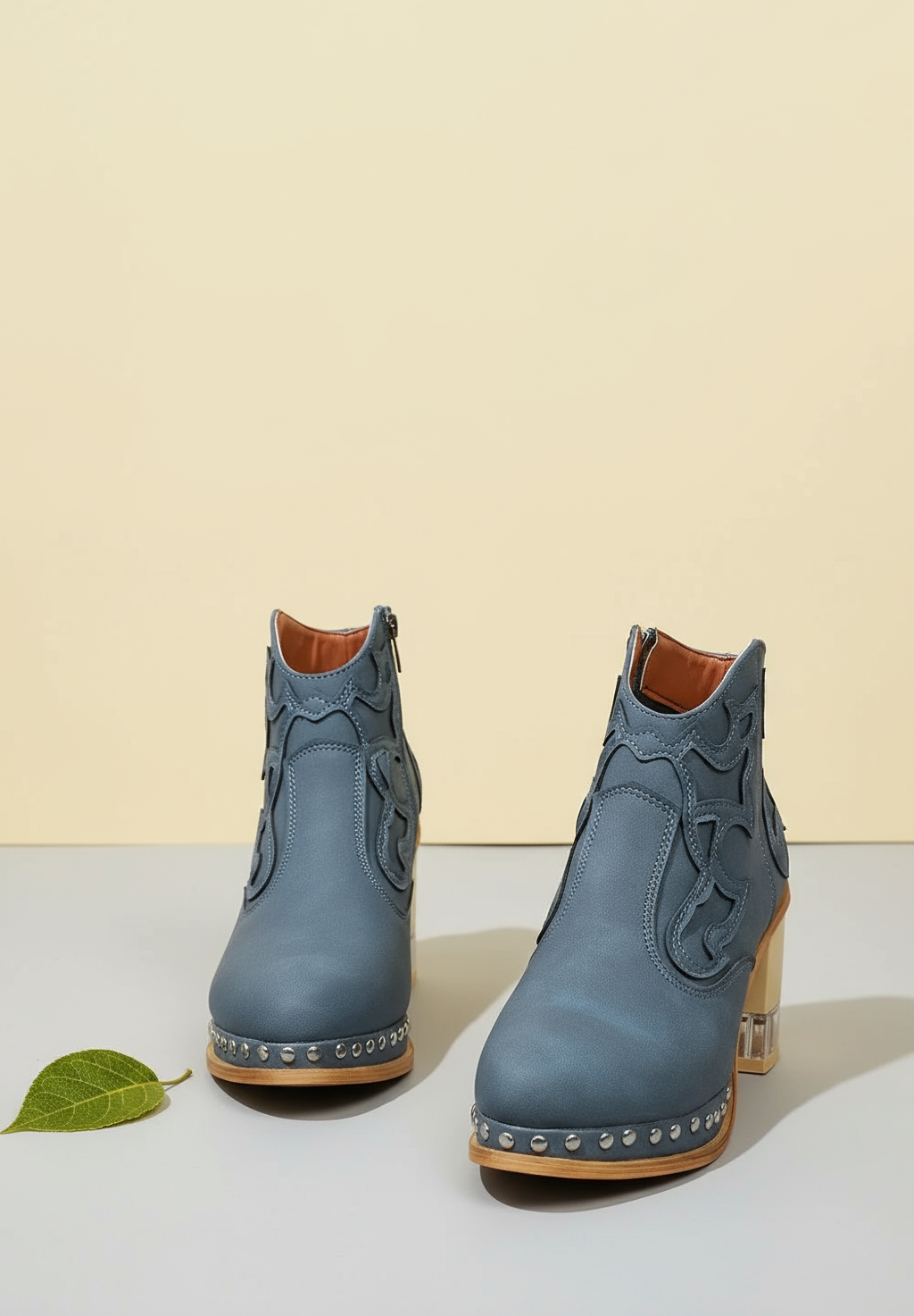 Elegant High Heels Chunky Royal Blue Platform Boot