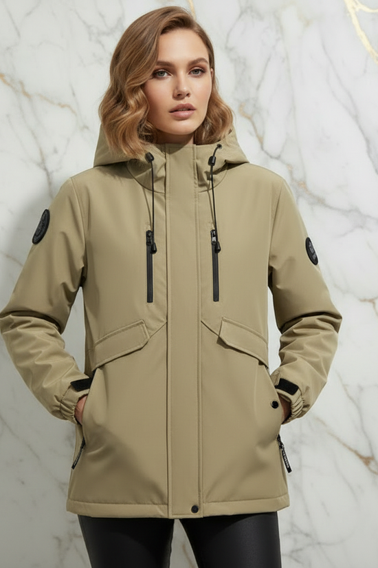 Front view - woman in khaki jacket