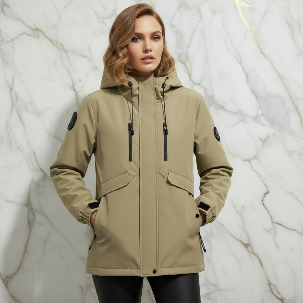 Front view - woman in khaki jacket