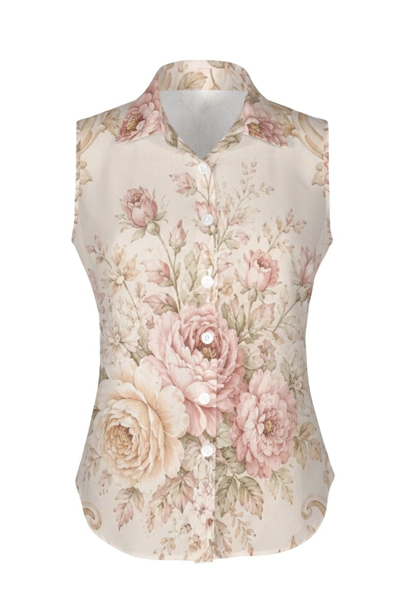 Floral Button Tank Tops Shirts