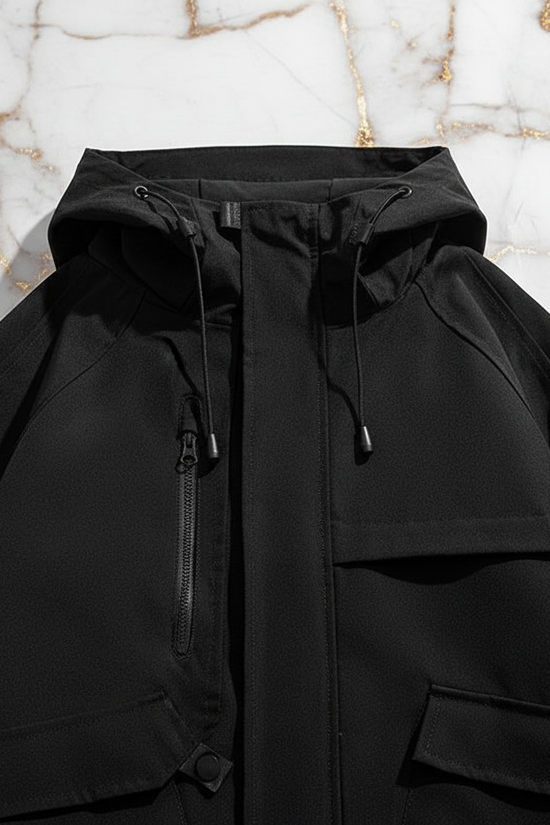 Front zipper and chest pockets