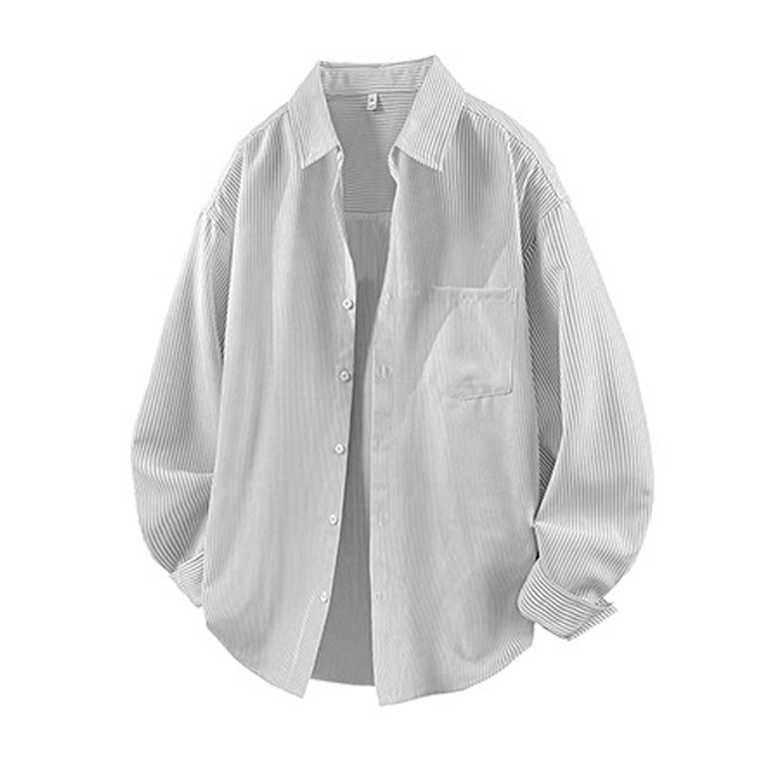 Windproof Gray Striped Shirt