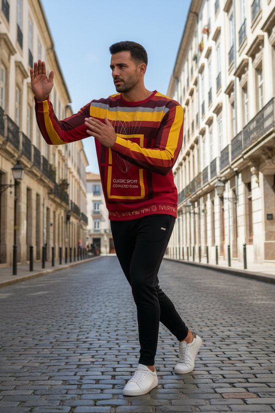 Full body shot on European street