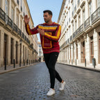 Full body shot on European street