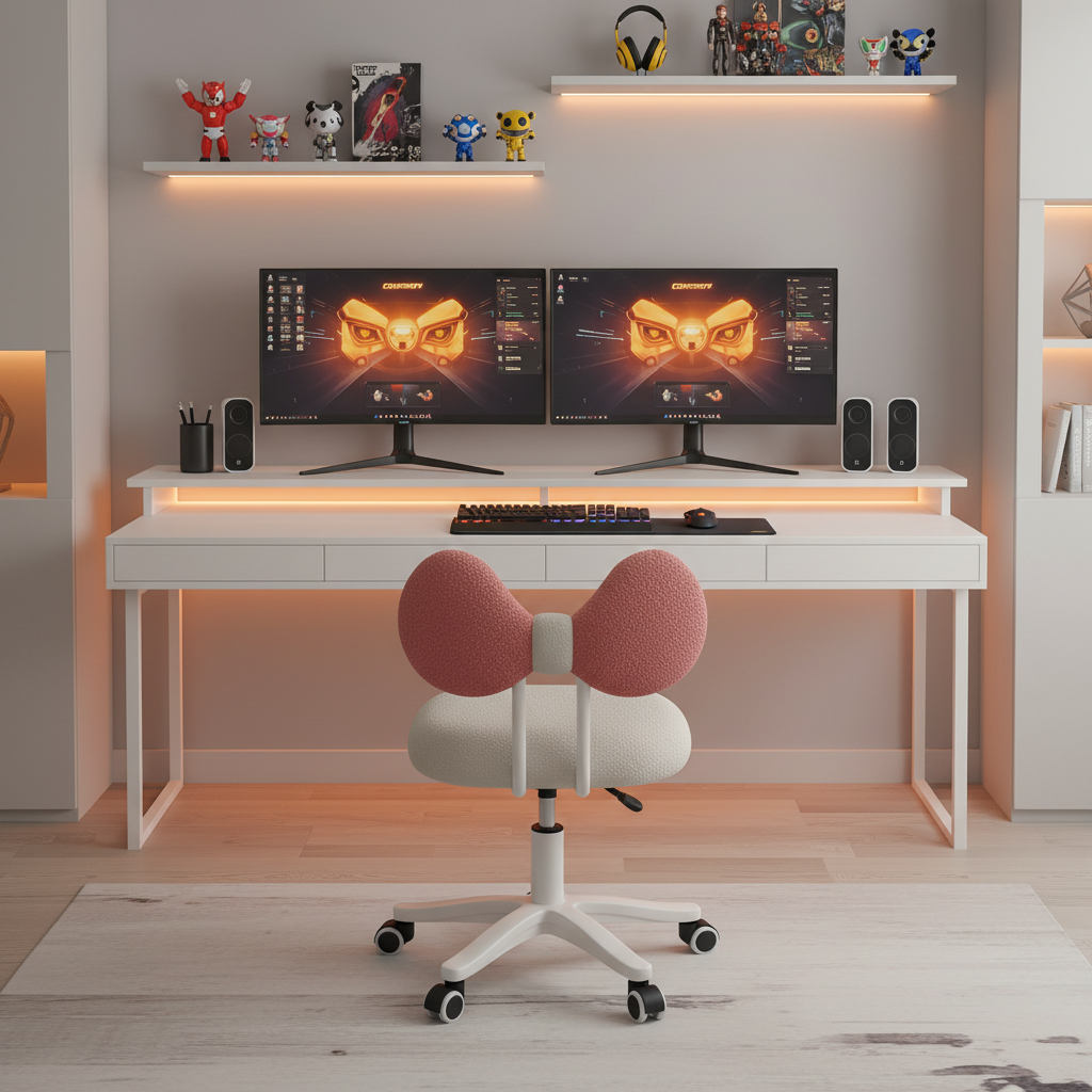 Gaming Office with Orange-Yellow Lighting