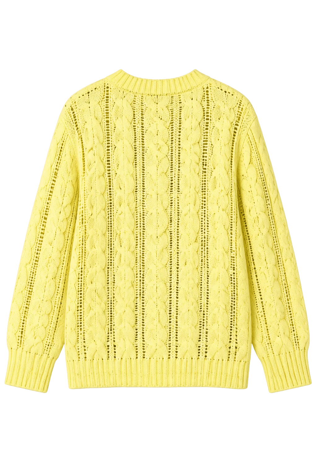 Cable Knit Long Sleeve Yellow Sweater