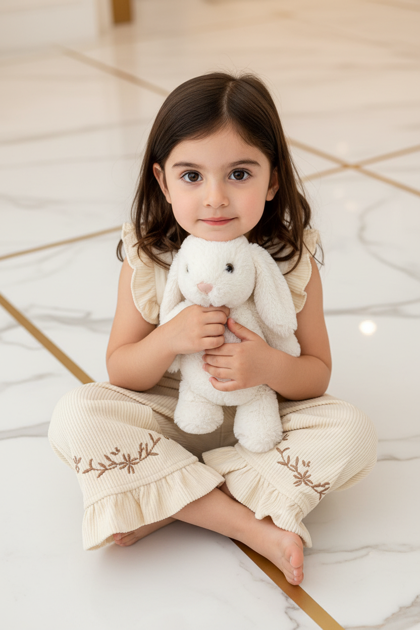 Girl Hugging White Bunny
