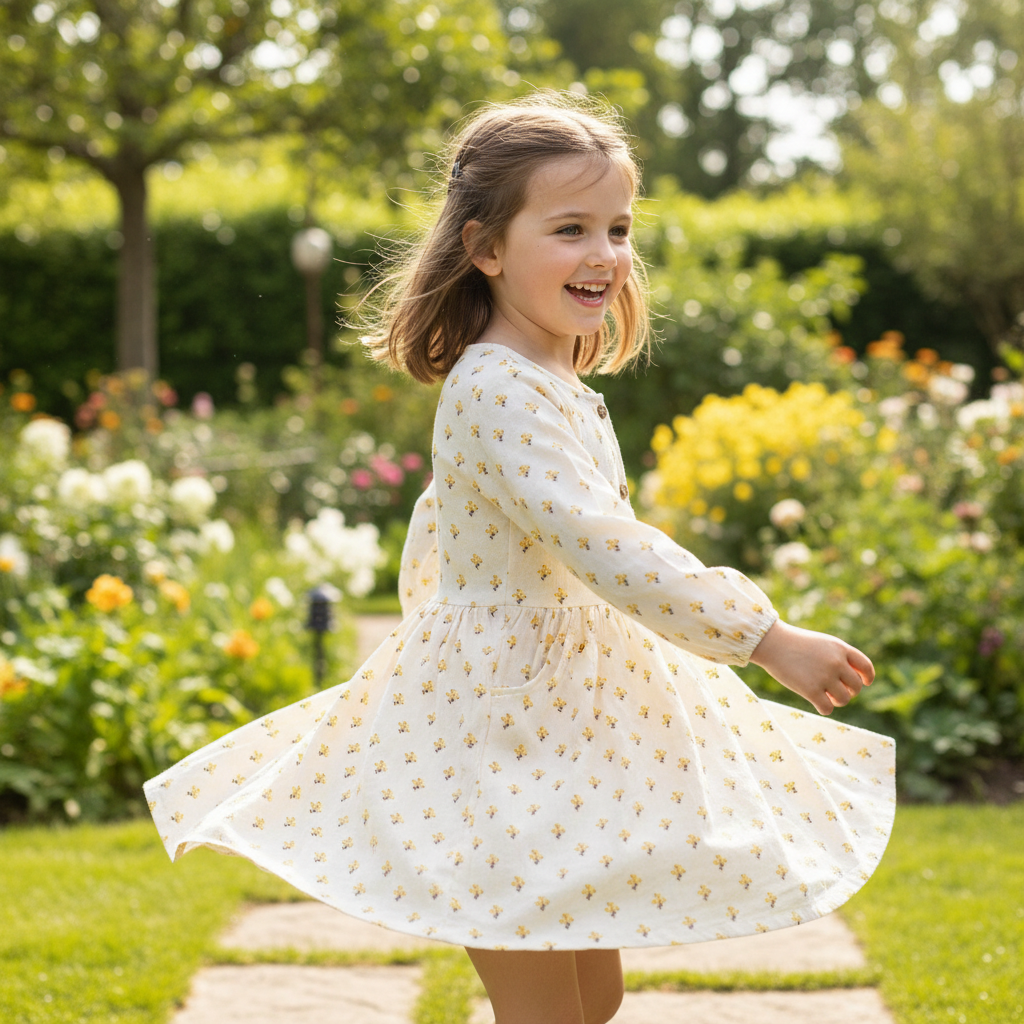 Girl in floral dress - Garden twirl