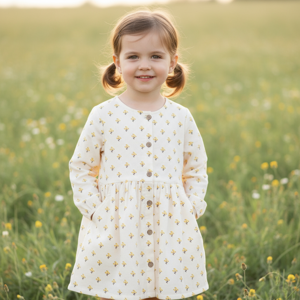 Girl in floral dress - Studio shot