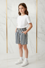 Girl striped shorts - three quarter front
