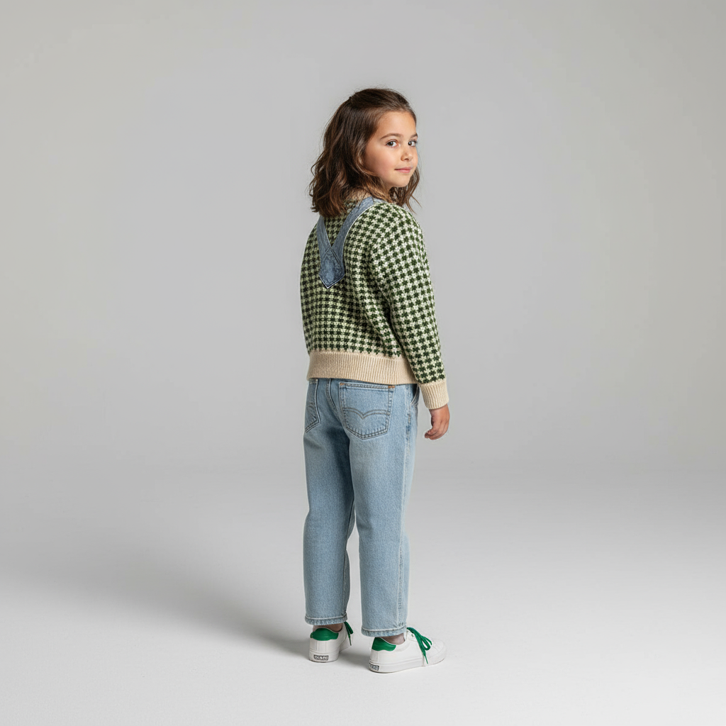 Girl three-quarter back view