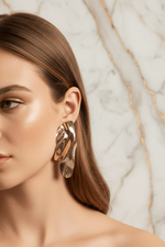 Gold Sculptural Earring - Elegant Portrait