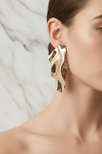 Gold Sculptural Earring - Front View