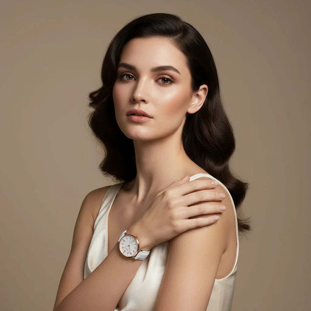 Graceful pose across body