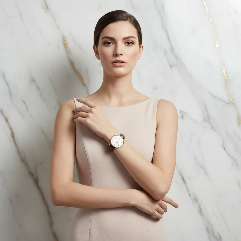 Graceful pose across body