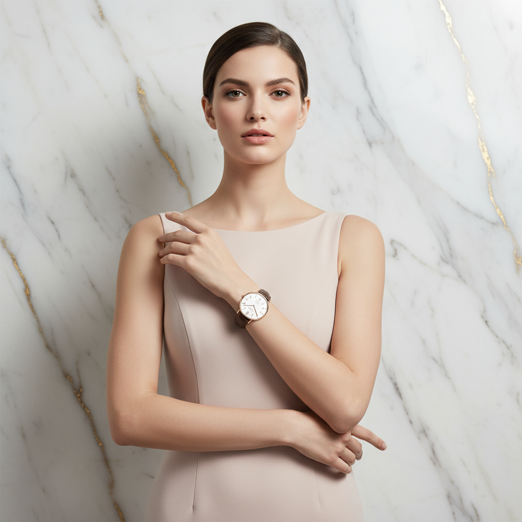 Graceful pose across body