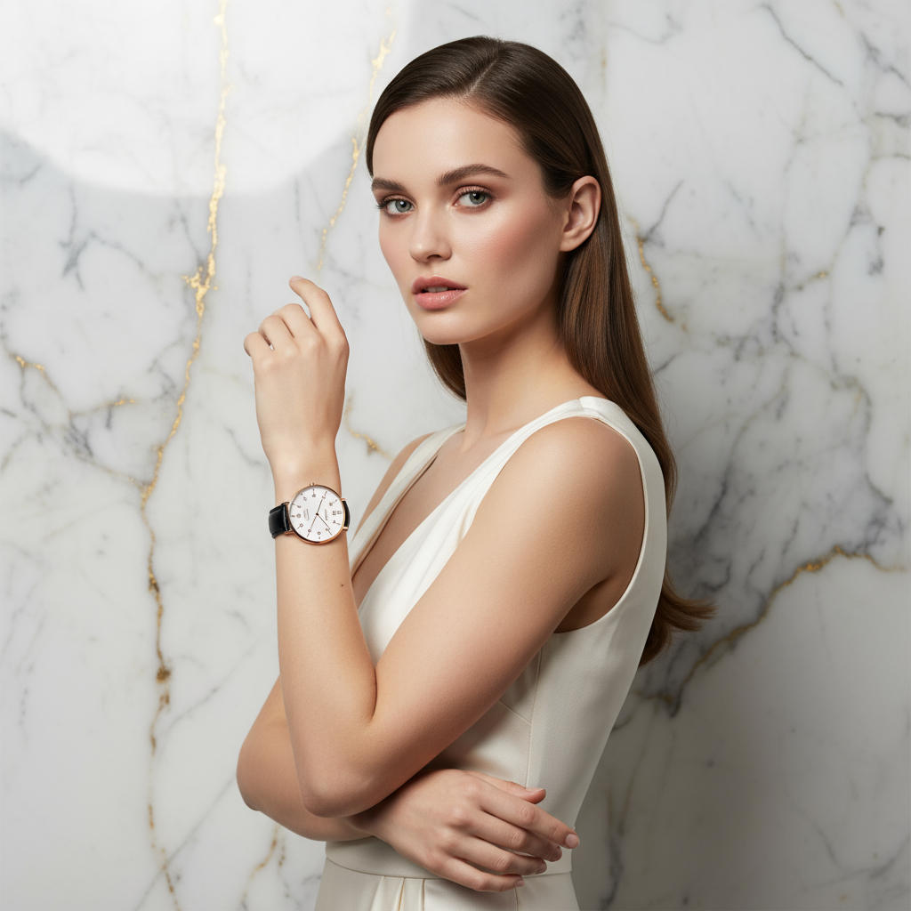 Graceful pose across body