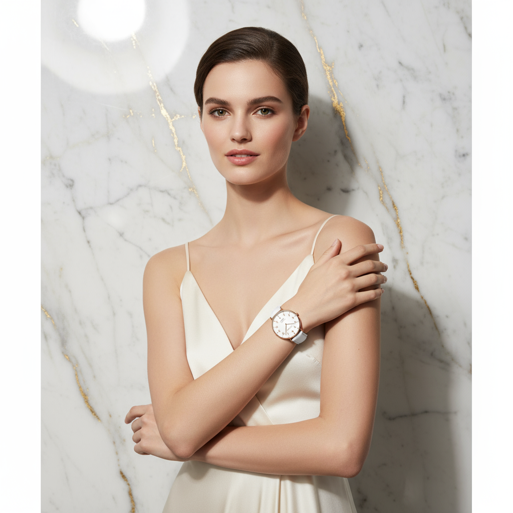 Graceful pose across body