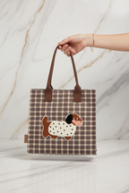 Gray Plaid Dog Bag - Marble Background