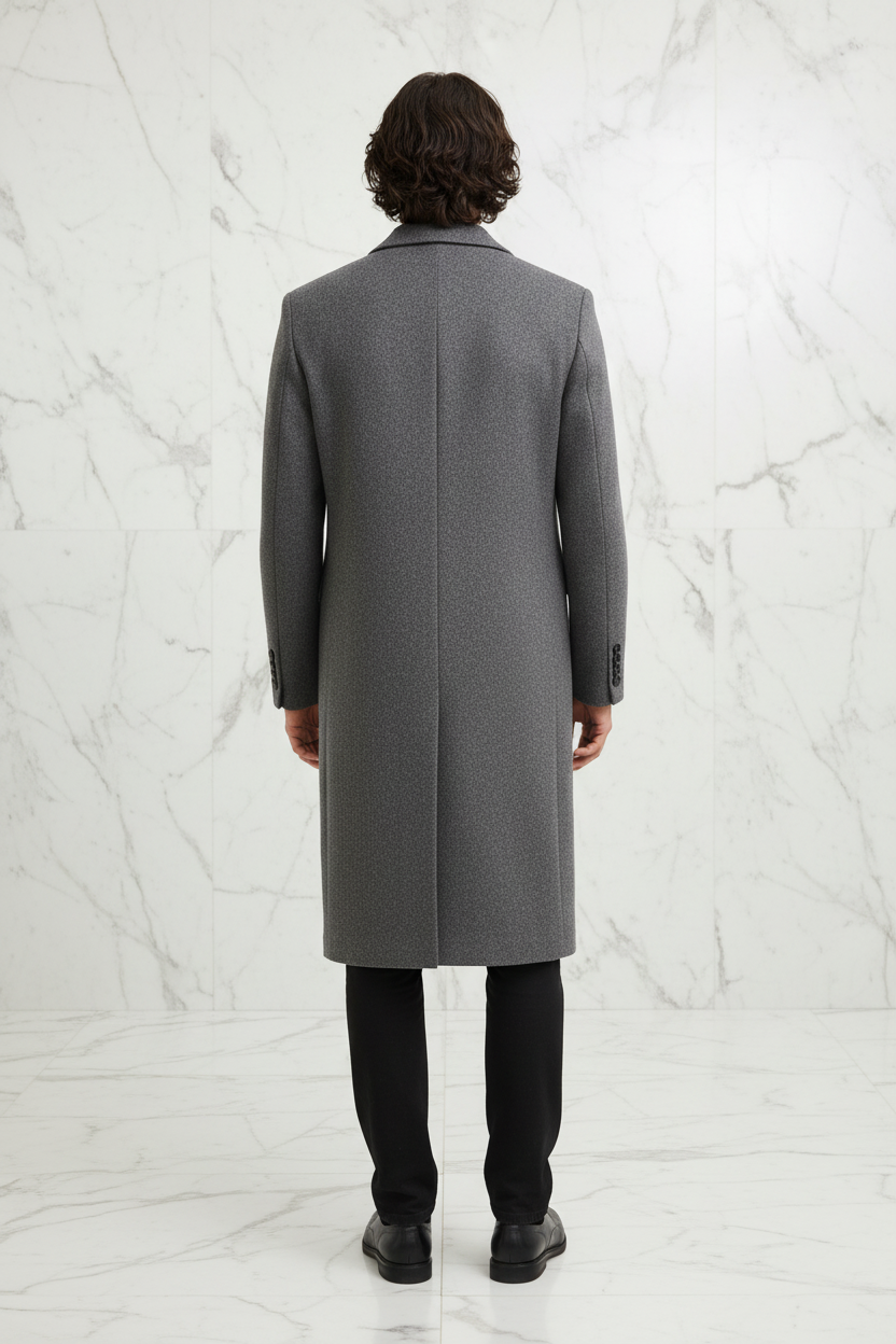 Gray Wool Coat - Back View