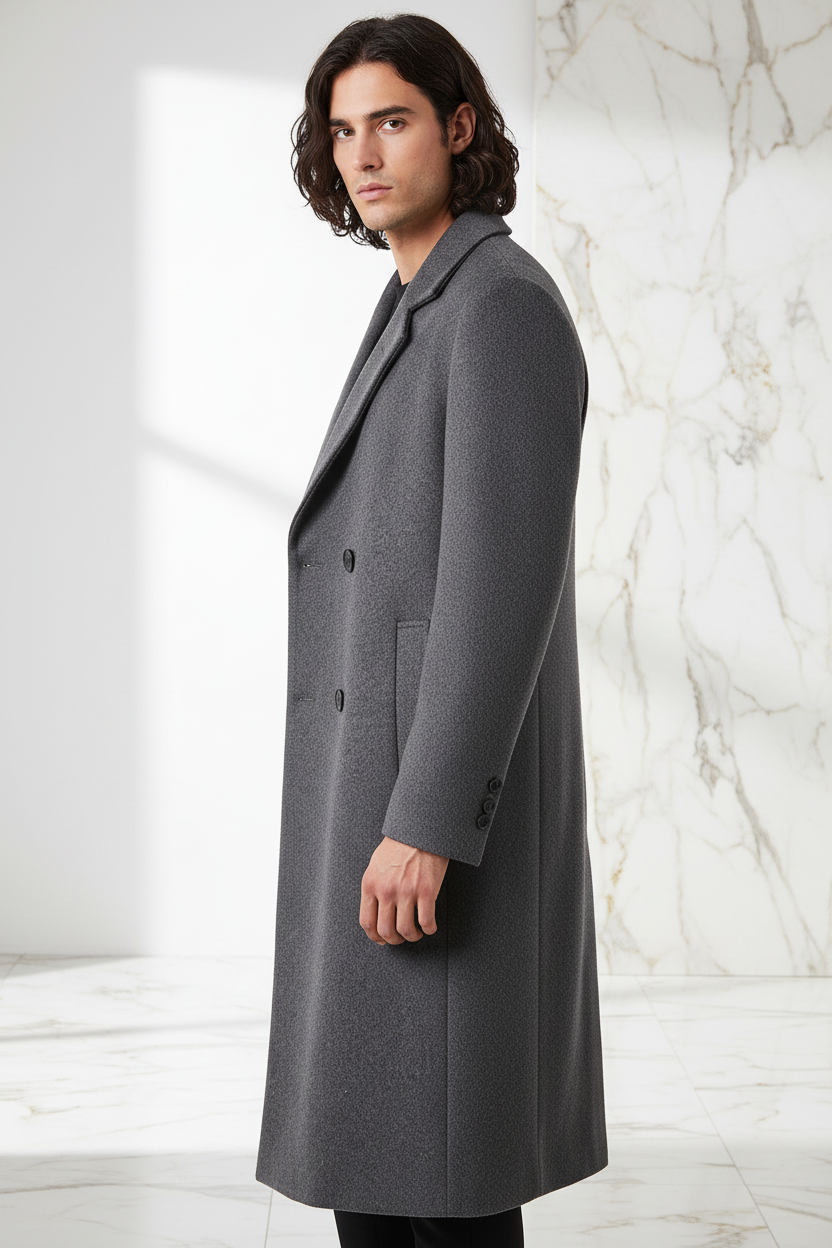 Gray Wool Coat - Left Side
