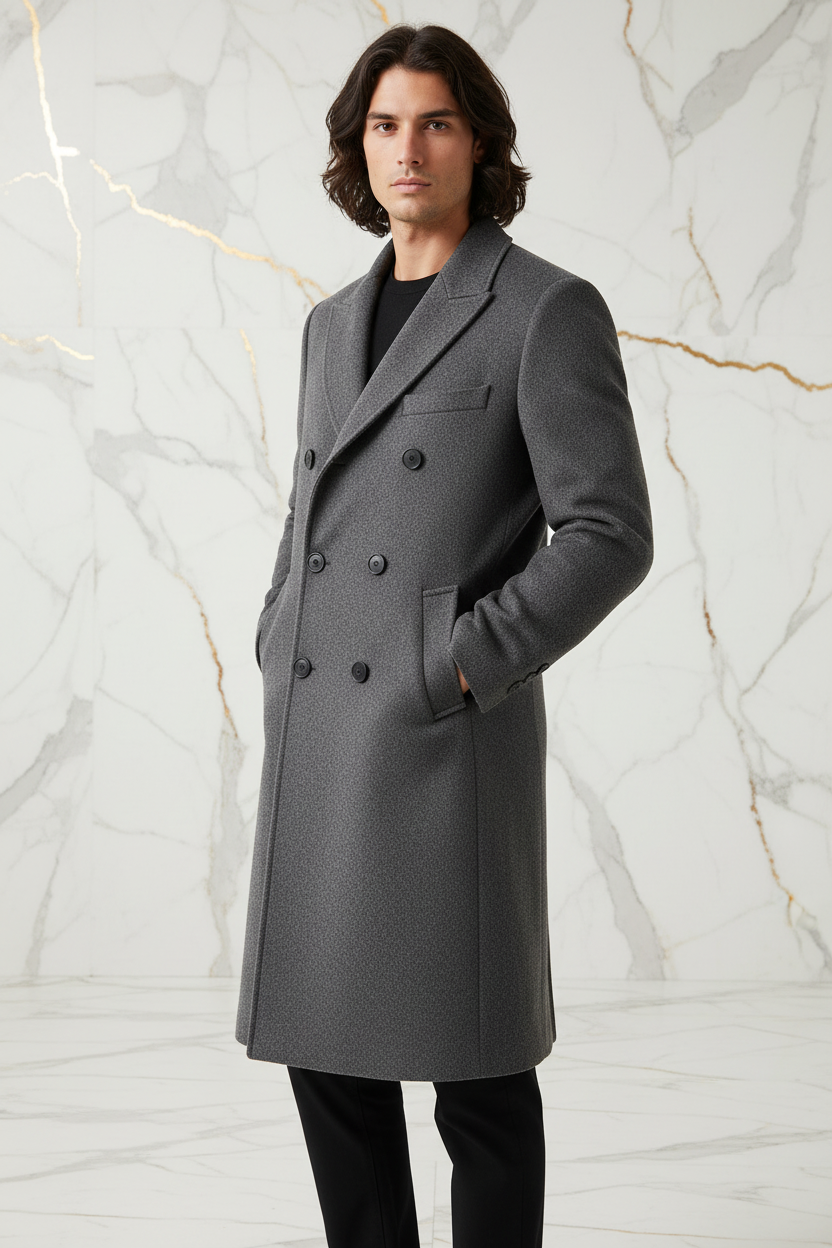 Gray Wool Coat - Three Quarter