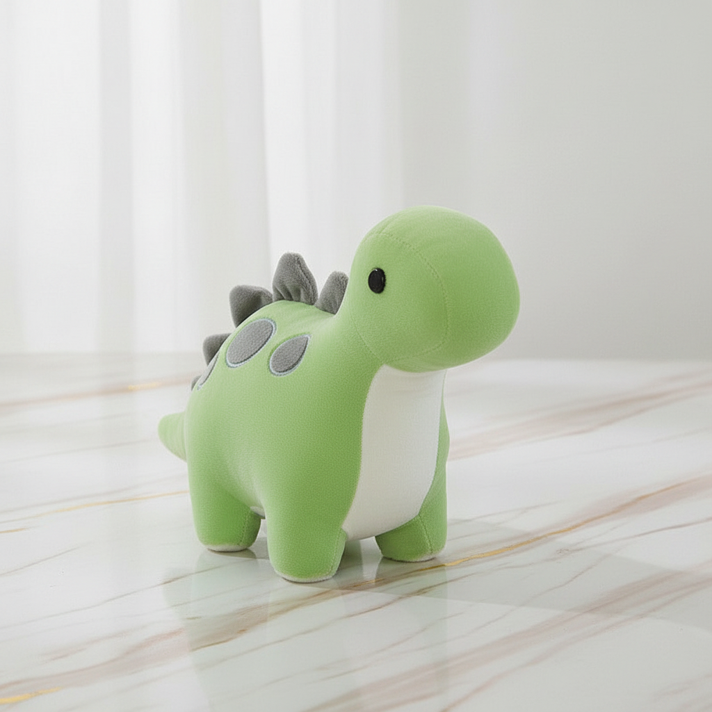 Green dinosaur on marble