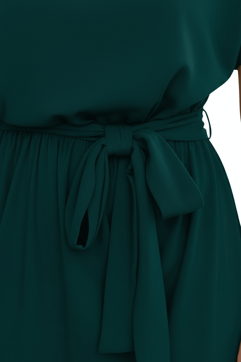 Green Dress - Waist Bow Detail
