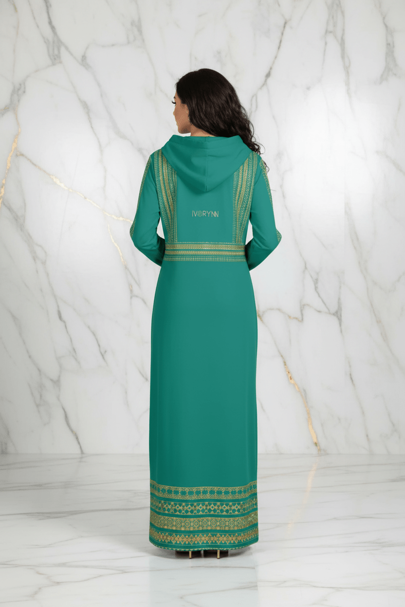 Green Hoodie Dress - Back View
