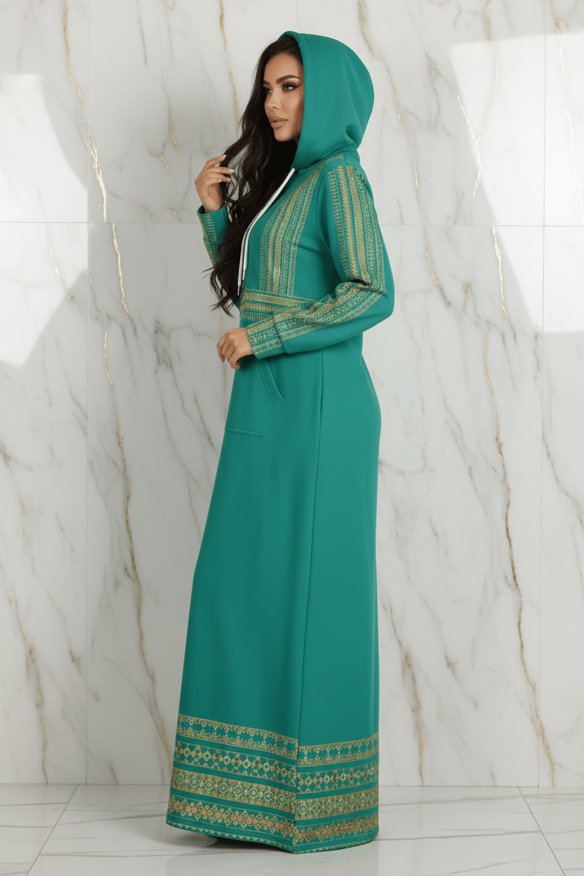 Green Hoodie Dress - Side View
