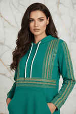 Green Hoodie Dress - Upper Body Detail