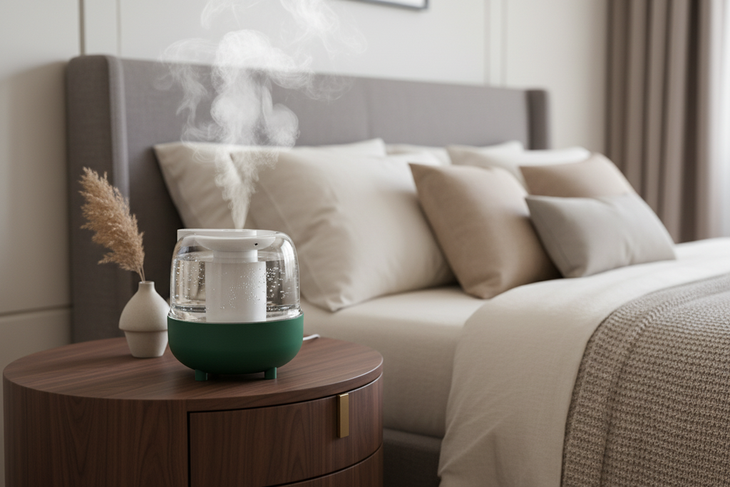 Green Humidifier Close-Up - Bedroom