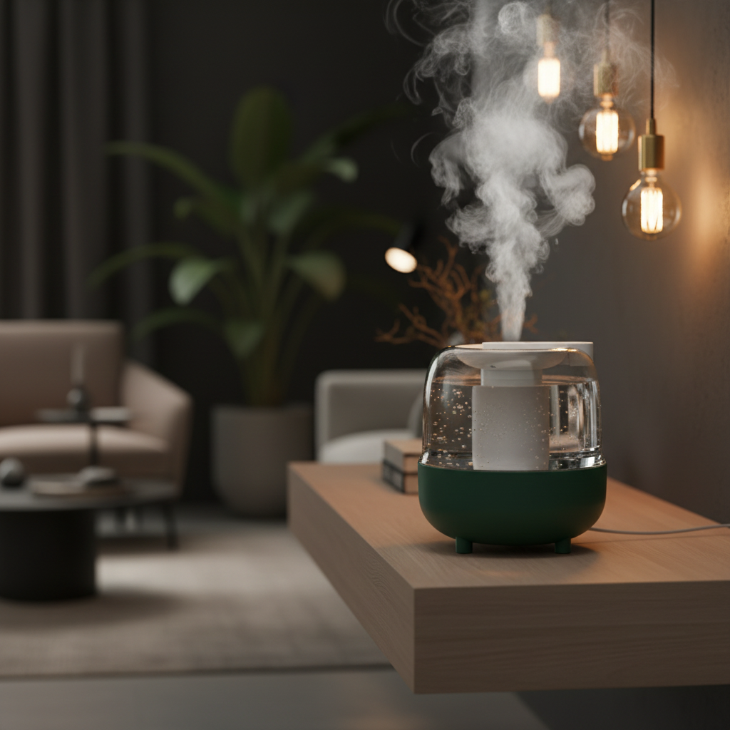 Green Humidifier Close-Up - Moody Room