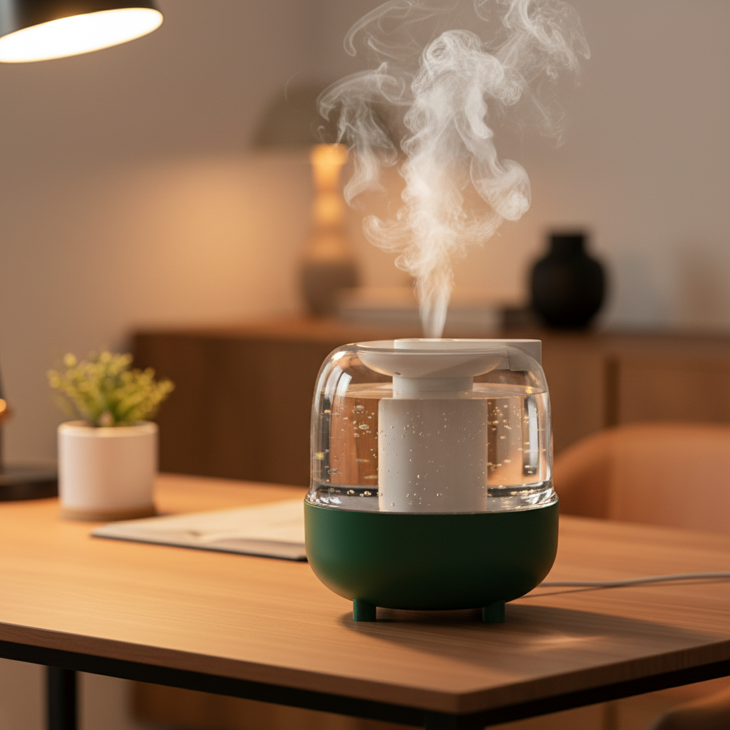 Green Humidifier Close-Up - Office