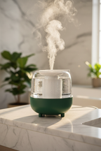Green Humidifier Close-Up - Spa Bathroom