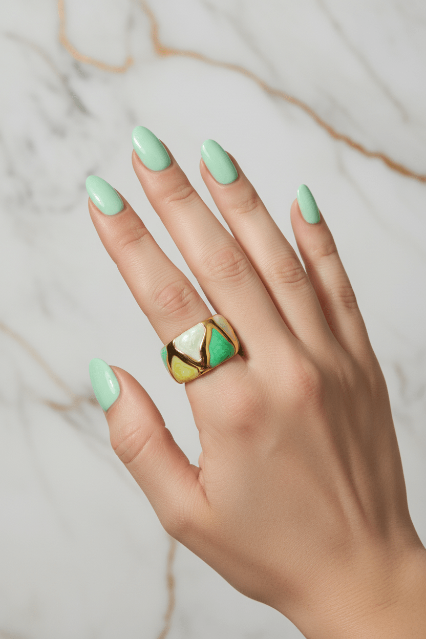 Green Ring Hand Raised