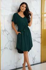 Green Short Dress - Leaning Pose