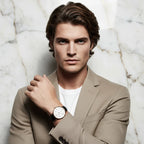 Hand across chest - long brown hair