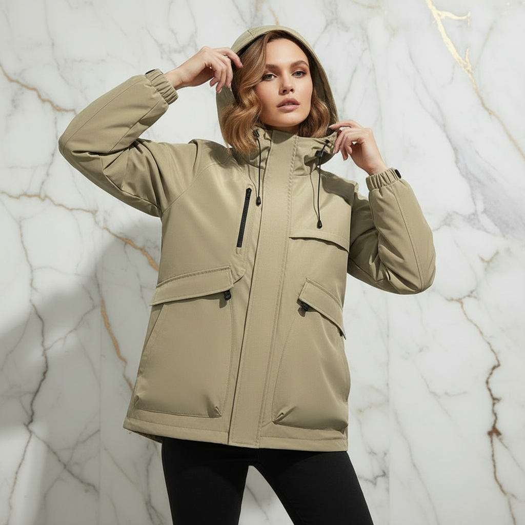 Hands adjusting hood