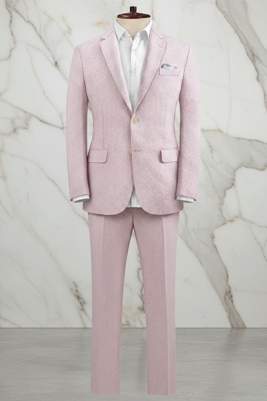 High Quality Pink Seersucker Suit Set