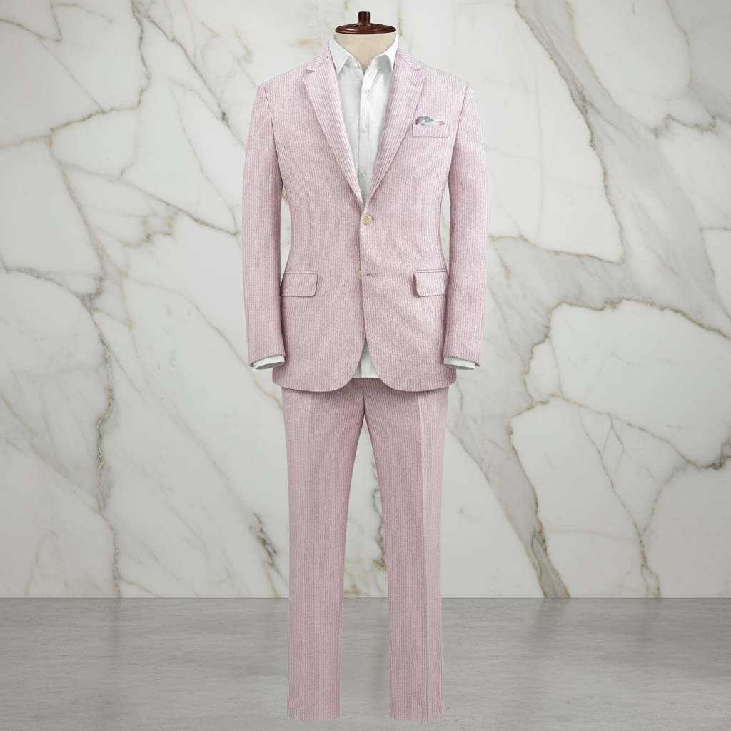 High Quality Pink Seersucker Suit Set