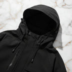 Hood with drawstrings