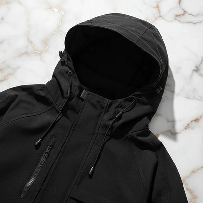 Hood with drawstrings