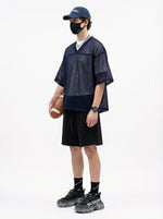 240GSM Men’s Boxy-Fit Mesh Layering V-Neck T-Shirt Royal Blue